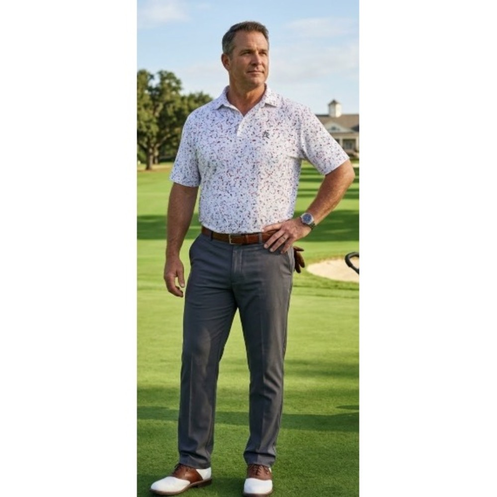 Rhoback Bootleg Splatter XXL Performance Short Sleeve Golf Polo Men's Shirt